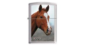 Зажигалка ZIPPO Рыжая лошадь, с покрытием Brushed Chrome, латунь/сталь, серебристая, 36x12x56 мм